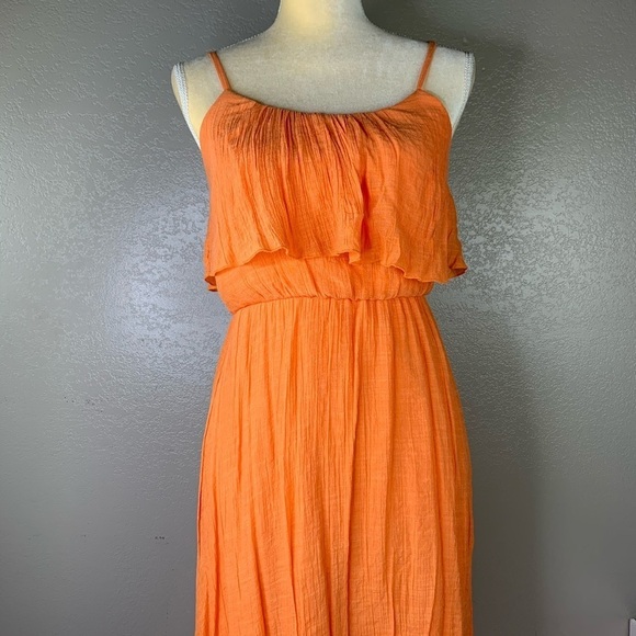 Studio Y Bright Orange High Low Handkerchief Dress Size Small New without Tag - Picture 5 of 16